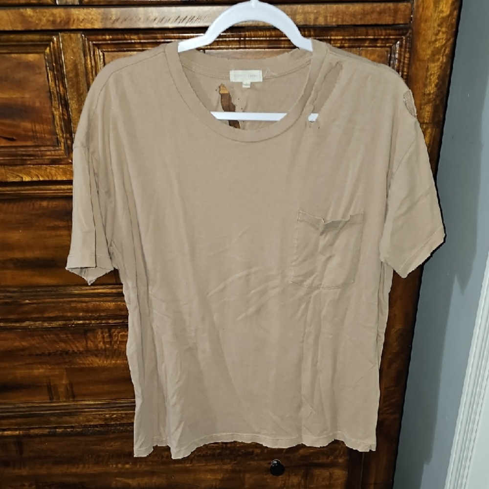 Gilded Intent Tan Distressed Pocket Tshirt. Sz Large! Casual